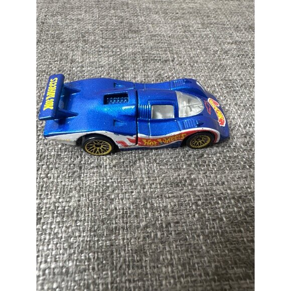 1983 Hot Wheels Blue Race Car With Flames & Spoiler Mattel Die Cast Toy Car - Picture 3 of 7